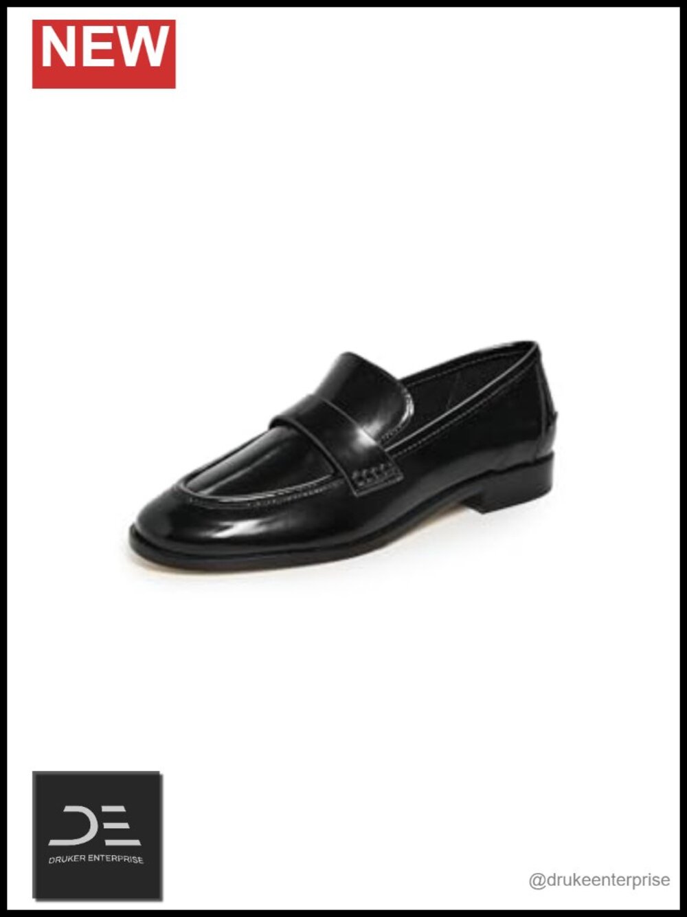 Patent Leather Loafers Women's Block Heel Slip-On Shoes